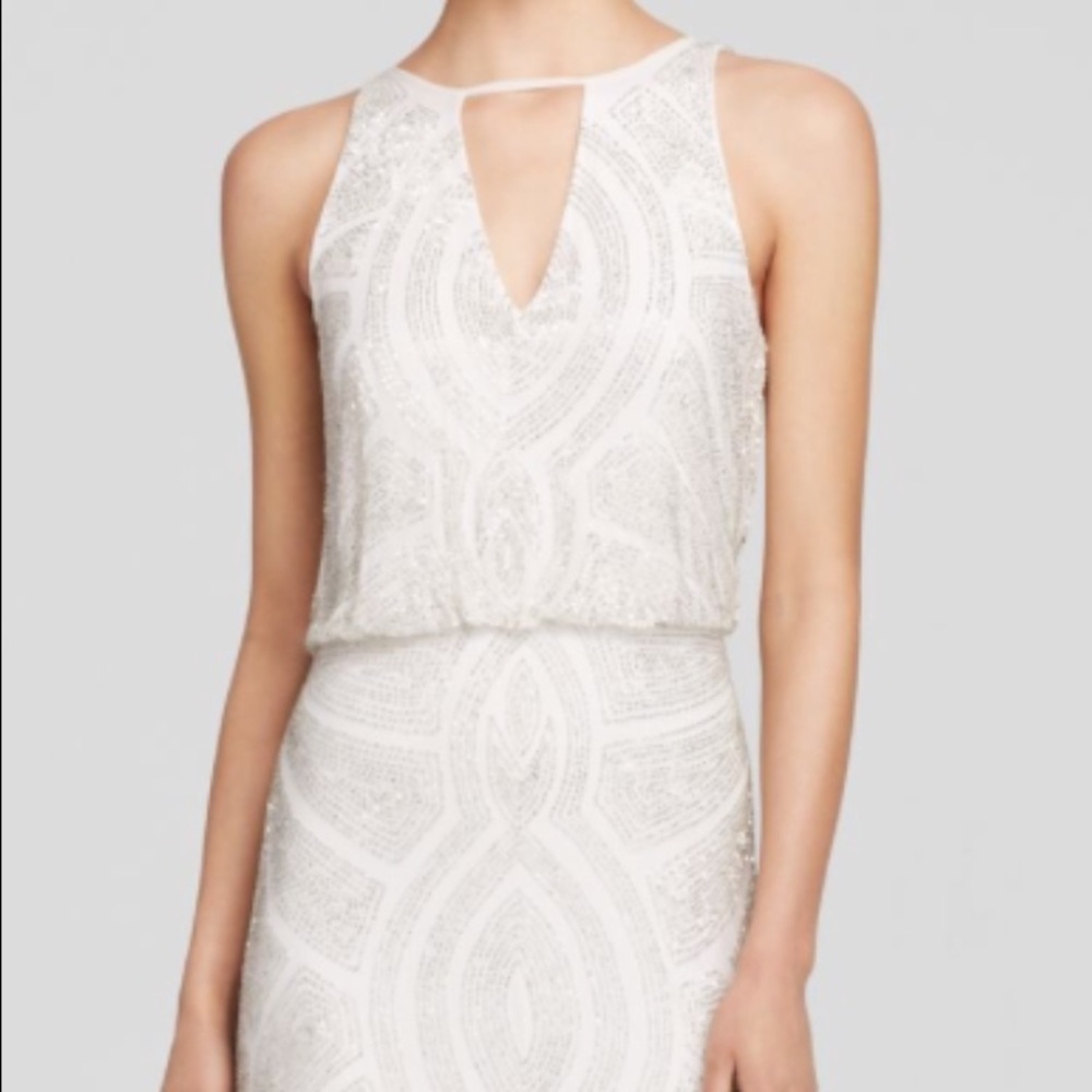 Aiden Mattox white blouson gown size 10 EUC